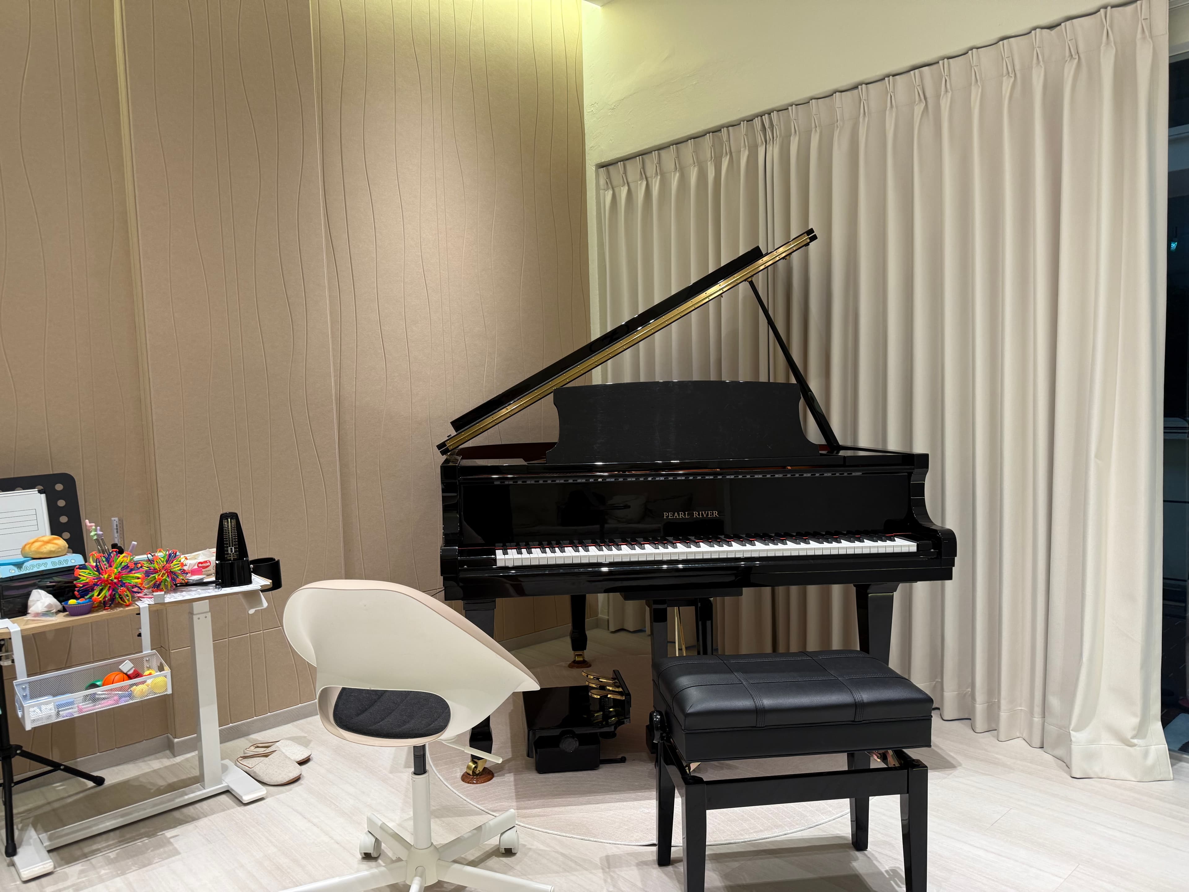 The main room at Polaris Music Academy with its grand piano